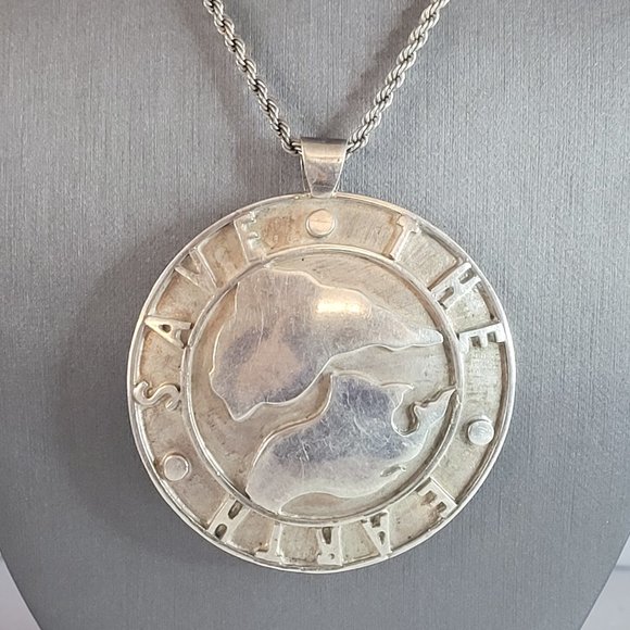 Vintage Sterling Silver Schoenfeld Save the Earth Pendant...